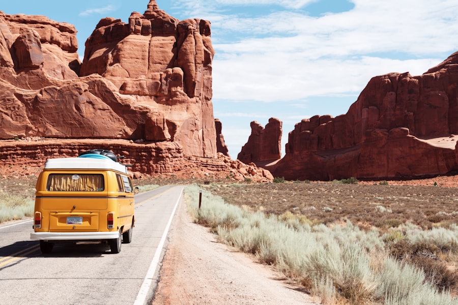 Scenic road trip through mountains for travel planning